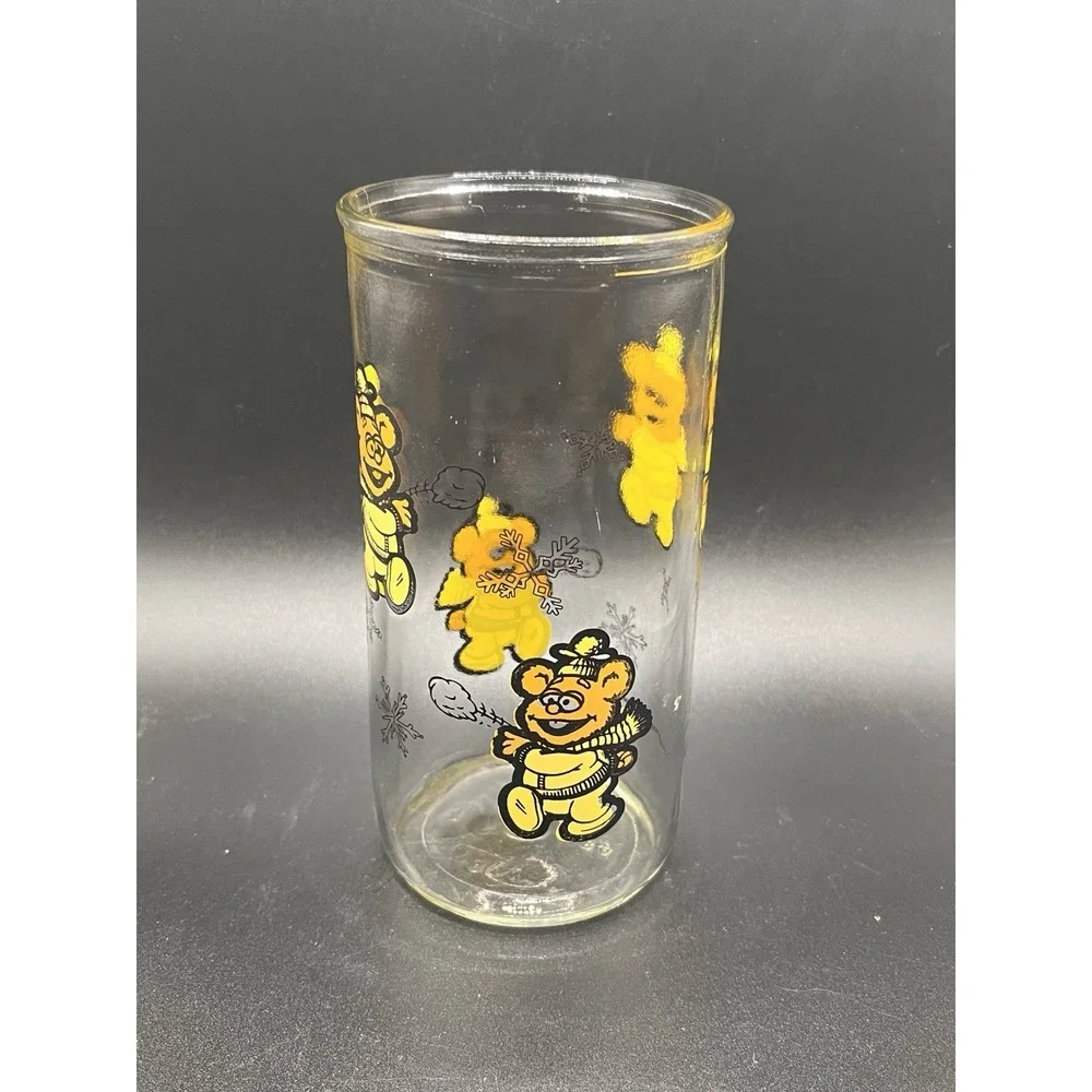 VTG Muppet Babies Fozzie Bear Glass‎ Cup Jim Henson Snowflake Muppets 1989